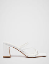 Simone Strappy Mule Block Heel White Forever New