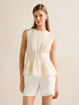 Taylor Pleat Detail Top Sand Forever New