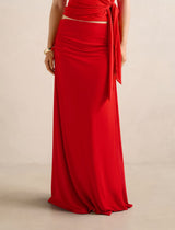 Mimi Flute Maxi Skirt Bright Red Co-Ord Forever New