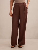 Solana Satin Wide Leg Pants Mahogany Suit Forever New