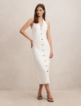 Amy Halter Denim Maxi Dress Porcelain Forever New