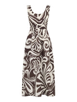 April Gathered Linen Midi Dress