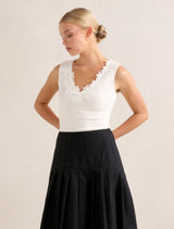 Sylvie Lace Trim Tank Top Porcelain Forever New