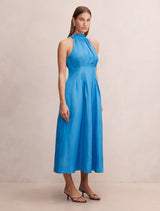 Miller Pleat Halter Midi Dress Forever New