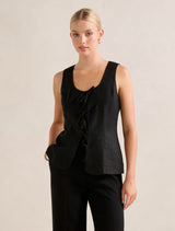 Tia Tie Front Waistcoat Black Forever New