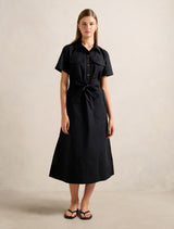 Danica Cotton Shirt Midi Dress Black Forever New