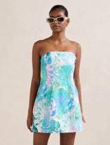 Skye Petite Strapless Mini Dress Blue Carmen Floral Forever New