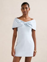 Scottie Petite Strapless Bow Mini Dress Cloud Blue Forever New