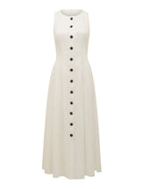 Pia Button Front Linen Midi Dress Forever New