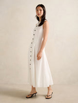 Pia Button Front Linen Midi Dress Forever New