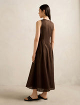 Pia Button Front Linen Midi Dress Forever New