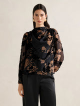 Amaya Drape Blouse Black Brown Forever New