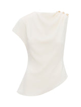 Aubery Asymmetric Draped Top Classic Ivory Forever New