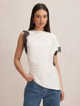 Dixie Lace Top Cream Black Forever New