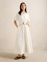 Valeria Broderie Midi Dress Porcelain Forever New