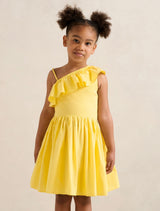 Sadie One-Shoulder Frill Girls Dress Pineapple Yellow Forever New