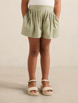 Eveline Pleated Girls Short Khaki Green Forever New