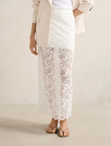 Lilly Lace Column Skirt Ivory Forever New