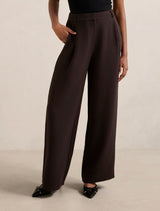 Margot Petite Wide Leg Pants Chocolate Forever New