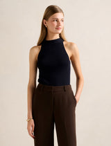 Gemma Wide Trim Knit Tank Top Navy Forever New