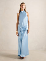 Abby Halter Satin Maxi Dress Bluebell Forever New
