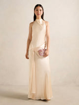 Abby Halter Satin Maxi Dress Cream Forever New