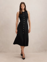 Lucienne Fit And Flare Knit Midi Dress Black Forever New