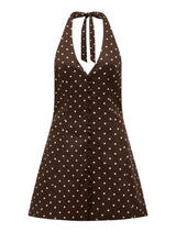 Ina Button Front Halter Linen Mini Dress Forever New