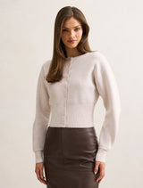 Lara Sculpted Cardigan Marled Oat Forever New