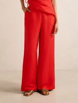Caitlin Petite Linen Wide Leg Pants Runway Red Co-Ord Forever New