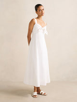 Kara Petite Tie Front Linen Midi Dress Forever New