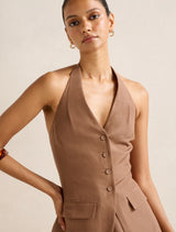 Saxon Petite Halter Waistcoat Forever New