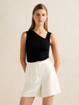 Fleur Asymm Neck Tank Top Black Forever New