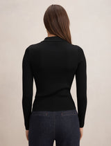 Selina Ribbed Knit Polo Top Forever New