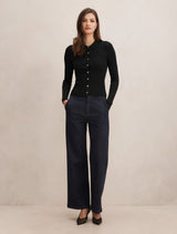 Selina Ribbed Knit Polo Top Forever New