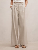 Etta Pleated Wide Leg Pants Beige Marle Forever New
