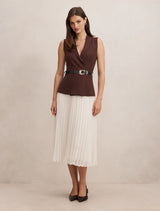 Bianca Woven Mix Knit Dress Chocolate Mono Forever New