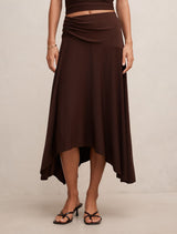 Ariel Godet Hanky Hem Skirt Bitter Chocolate Co-Ord Forever New