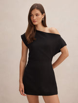 Danielle Asymmetrical Mini Dress Black Forever New