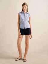 Nova Ruched Stripe Collared Top Forever New