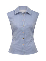 Nova Ruched Stripe Collared Top Forever New