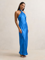Yvette Halter Neck Satin Maxi Dress