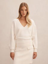 Eloise V Neck Sweater Cream Forever New