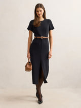 Bailee Belted Tailored Midi Dress