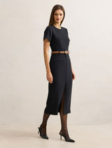 Bailee Belted Tailored Midi Dress