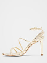 Crystal Jewelled Asymmetrical Strap PM Sandal Heel Forever New