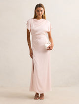 Genevieve Satin Drape Maxi Dress Light Pink Forever New