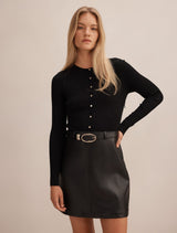 Palmer Pu Mixed Mini Dress Black Forever New