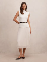 Lorelei Woven Mixed Midi Dress Cream Forever New