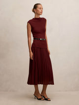 Lorelei Woven Mixed Midi Dress Forever New